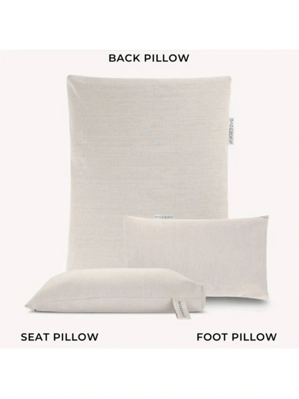 Back, Seat & Foot Pillow Set in Light Beige -